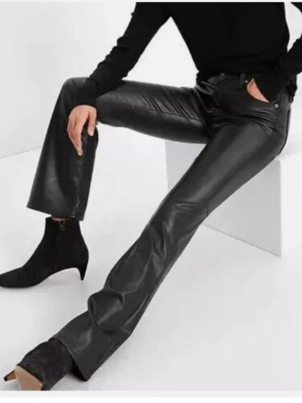 GAP SIZE 29 8 TALL BABY BOOT MID RISE FAUX LEATHER PANTS
